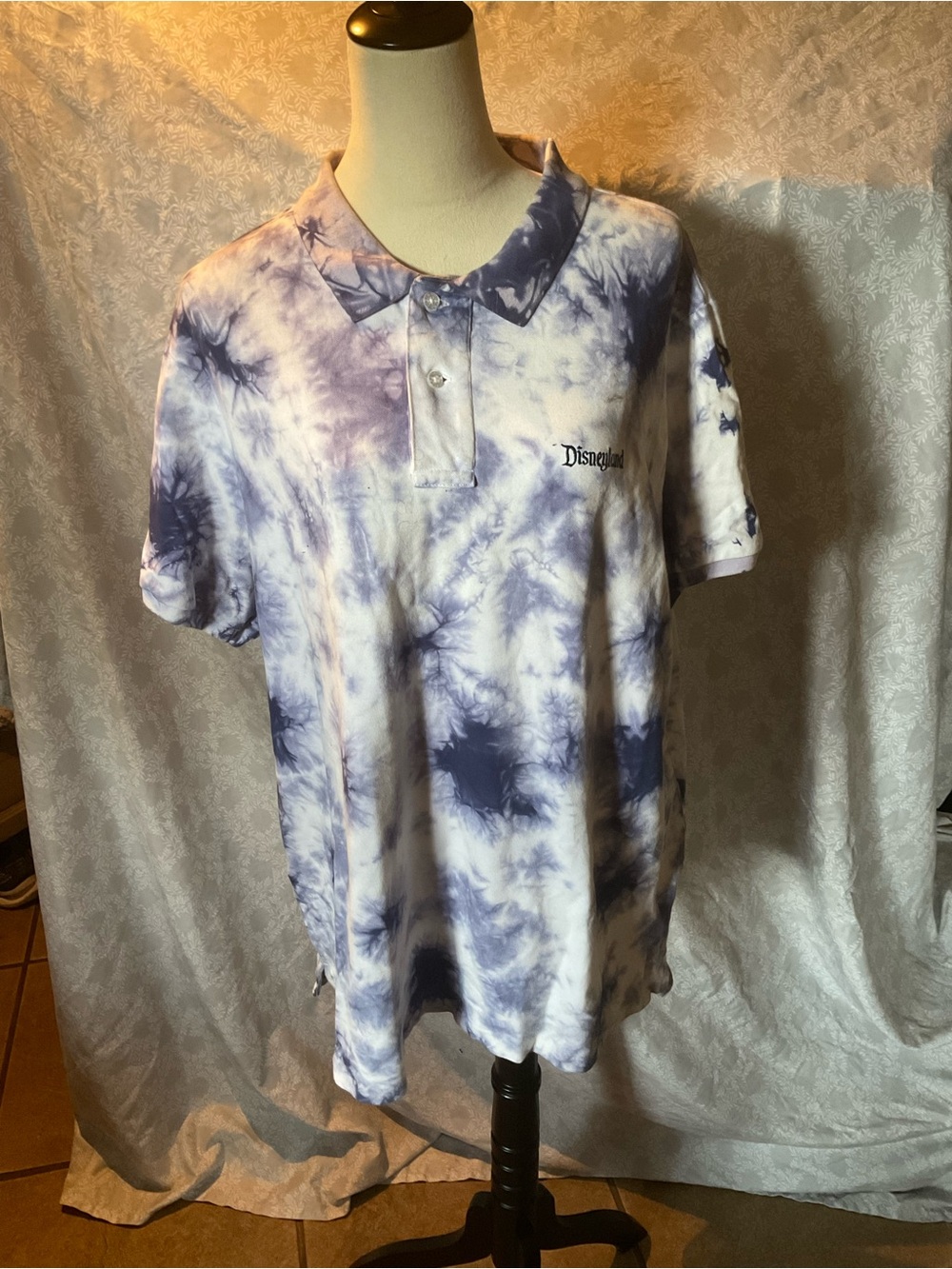 Disney Men's Tie-Dye Polo in White and Purple Haze